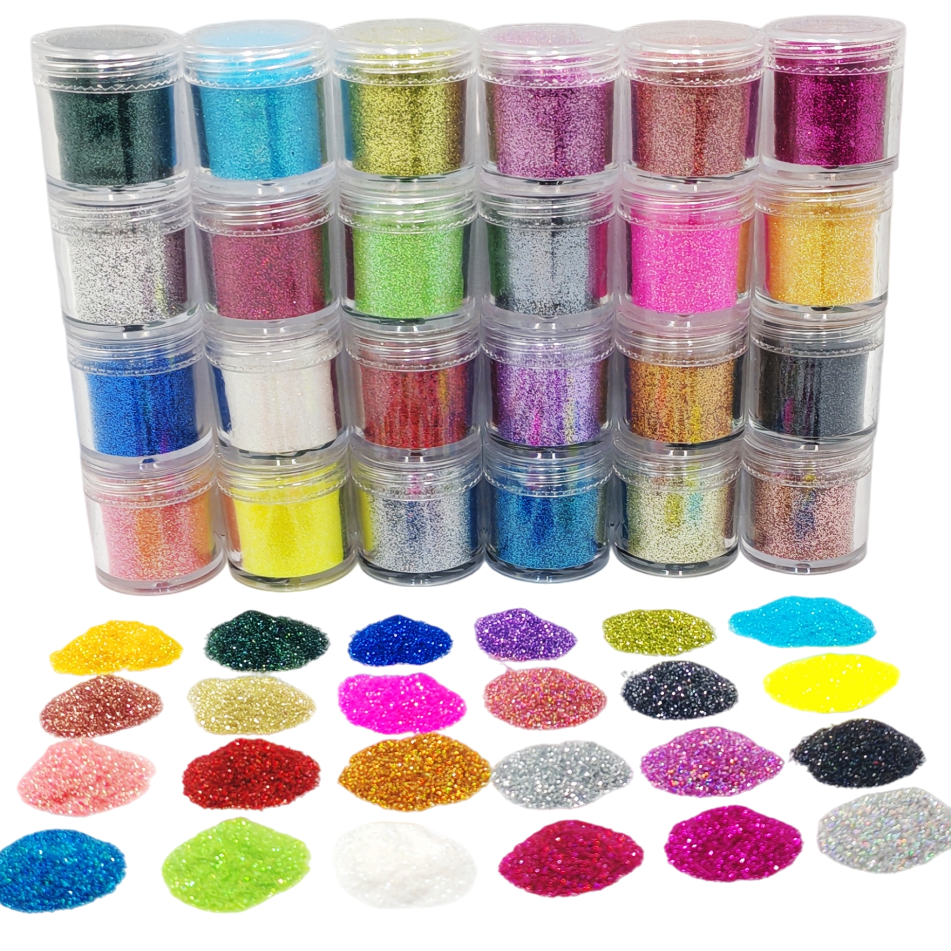 Soap Making Jar - 24-Color Cosmetic Iridescent Holographic Fine Glitter