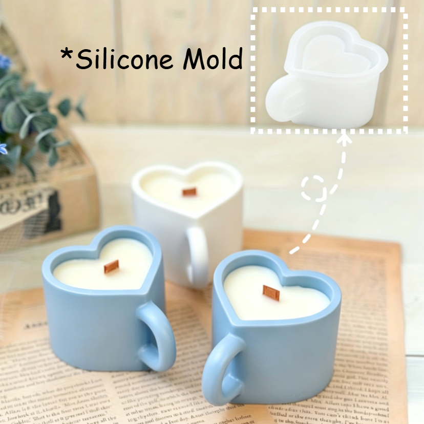 Soap Making Jar - Heart Shaped Teacup Silicone Mold Reusable